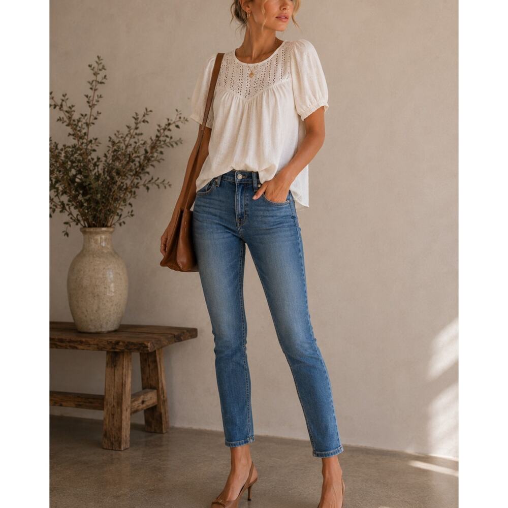 Everlane Medium Wash Mid Wash Skinny Ankle Jeans Womens 25 Blue Denim Classic
